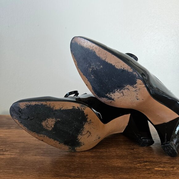 Vintage Magdesians Winklepicker Black Patent Leather Pointed Toe Bow Heels 60s 8 - Picture 8 of 8